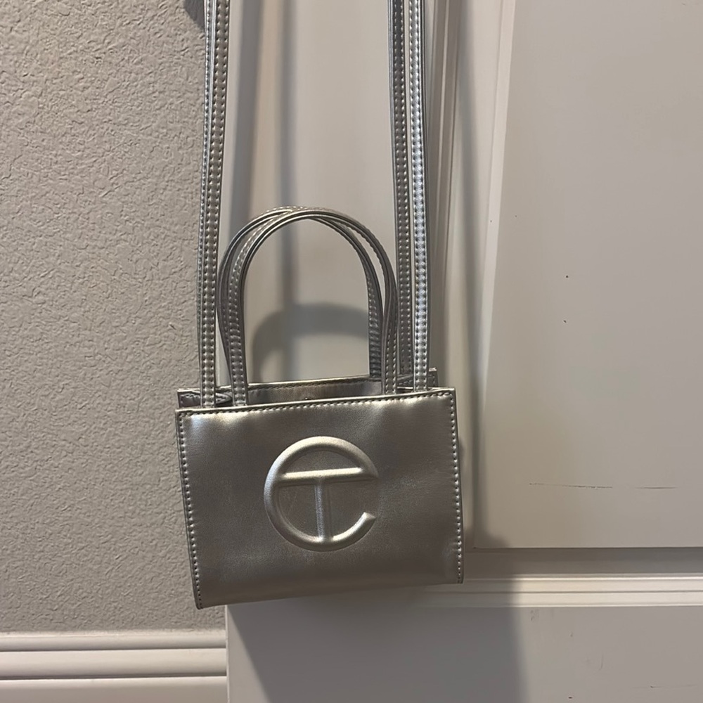 Telfar Silver Mini Bag with Geometric Logo